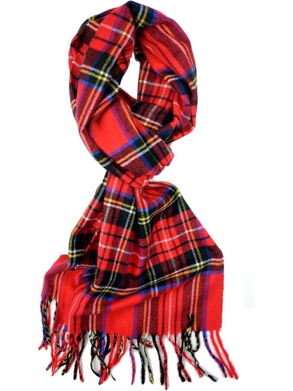 Unisex Bright Red Tartan Plaid Plum Feather Super Soft Luxurious Cashmere Scarf